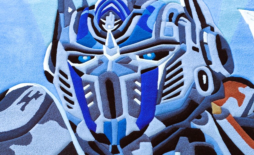 Optimus Prime Transformer kids rug full view