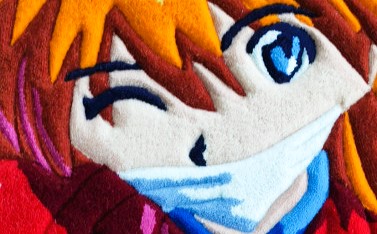Rug fragment with Asuka’s face from Evangelion