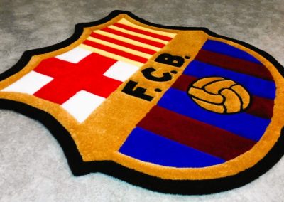 FC Barcelona wool rug showing relief and light play
