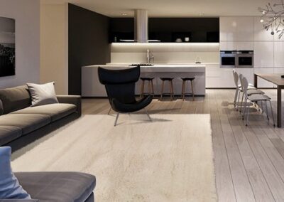 White shaggy wool rug – rectangular shape in interior