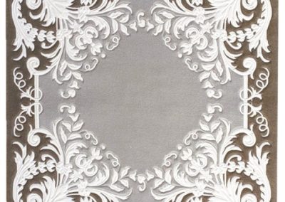 Handmade classic square wool rug with symmetrical relief pattern