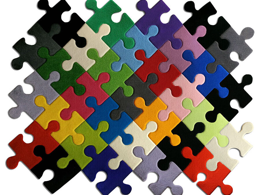 multicolored puzzle rug