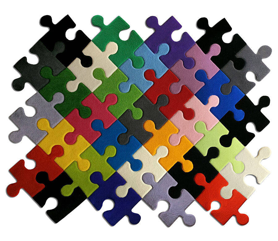 multicolored puzzle rug