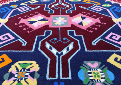 Boho rug design detail with colorful wool