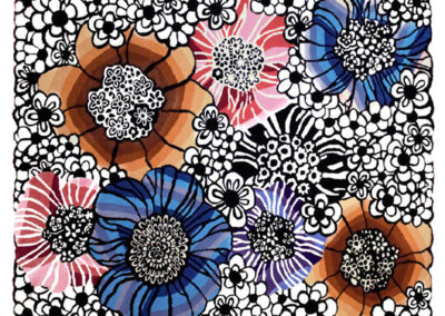 Bright VIP designer rug with large abstract flowers