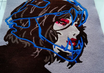 Sculpted wool rug with creative design — angled look