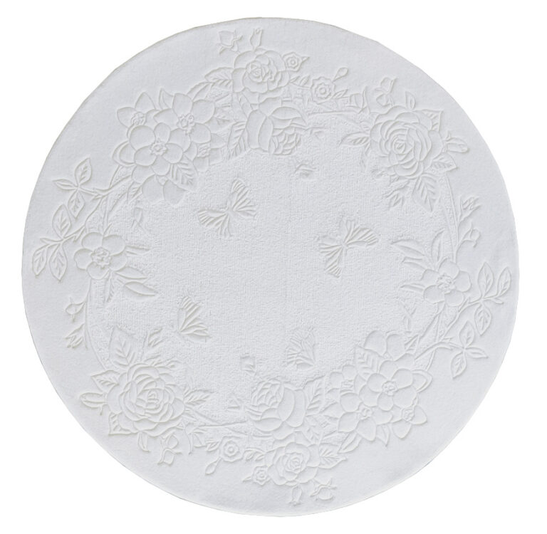 round rug flowers and butterflies with 2 textures