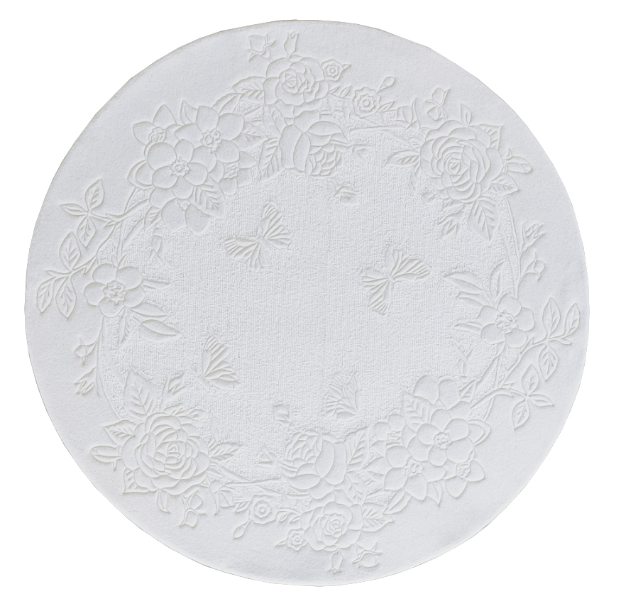 round rug flowers and butterflies with 2 textures