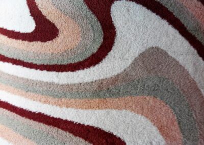 Shaggy striped rug in J-tuft technique – main view