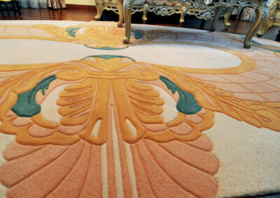 Close-up of carving on luxury hand-tufted rug