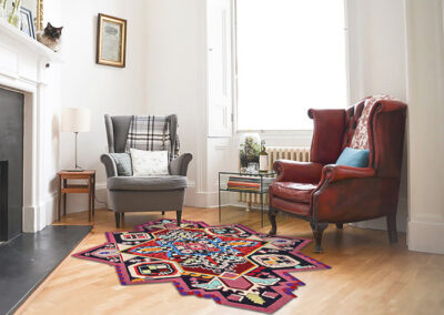 Hand-tufted boho rug in living room — interior preview