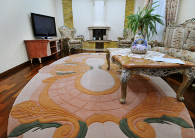 Bespoke wool rug in elegant classic living room