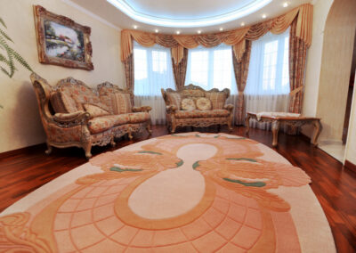 Relief and texture detail of custom wool rug