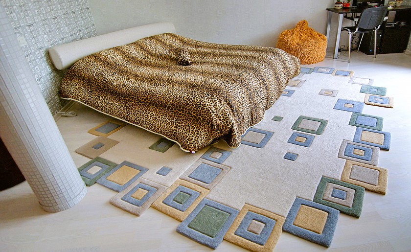 Bedroom rug geometric design handmade custom carpet