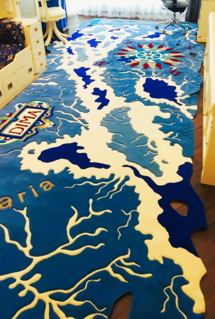 Nautical rug in children’s room interior