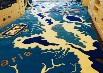 Children’s nautical rug with compass and vintage map design
