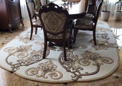 Dining area rug Exclusive with textured pattern under dining table