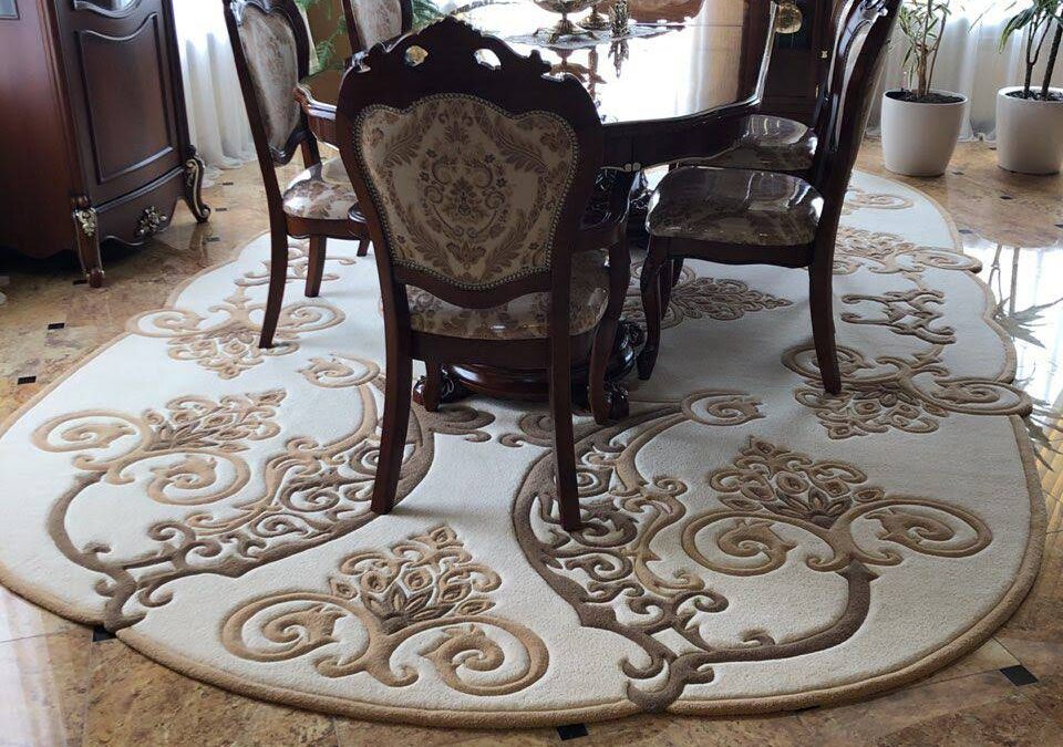 Dining area rug Exclusive with textured pattern under dining table