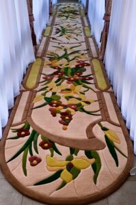 Long rug in hallway with floral ornament