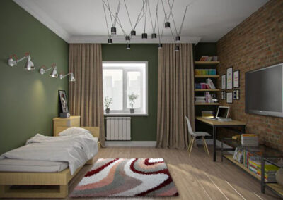 Shaggy striped rug in interior – visualization