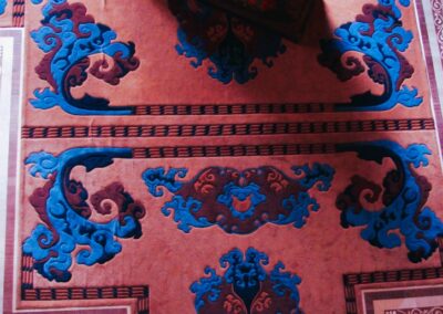 Irregular shape of rugs with Palekh motive