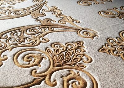Textured shearing of the dining area rug Exclusive