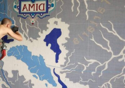 Hand-tufting process of children’s nautical rug