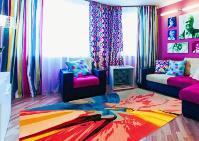 Визуализация ковра Брызги Краски в современном интерьере