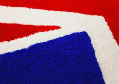 Close-up of the central part of the hand-tufted Union Jack rug