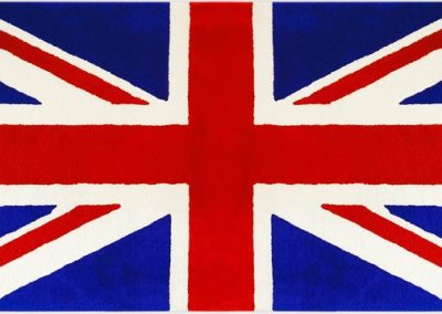 Hand-tufted Union Jack rug — horizontal top view